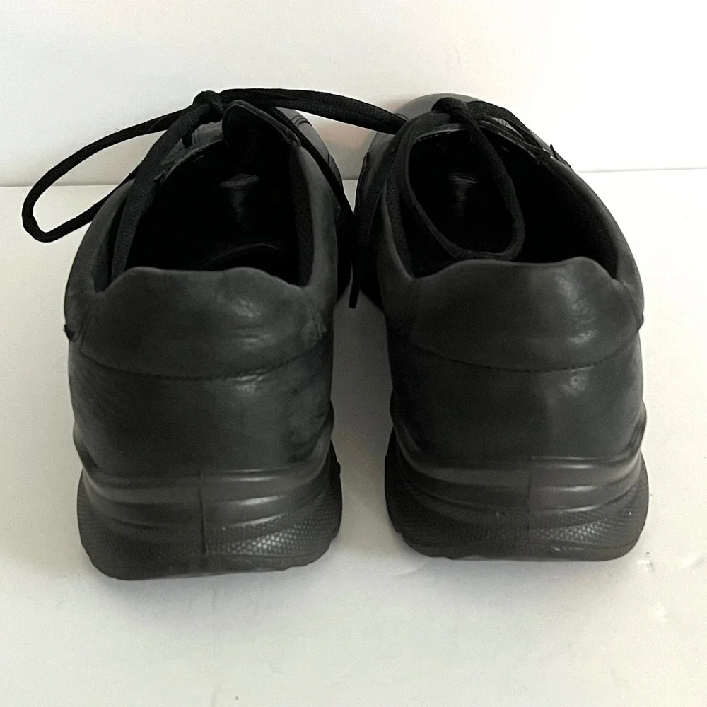 ECCO Men's Irving Black Leather Low Top Sneakers Casual Walking Shoes 47 13-13.5